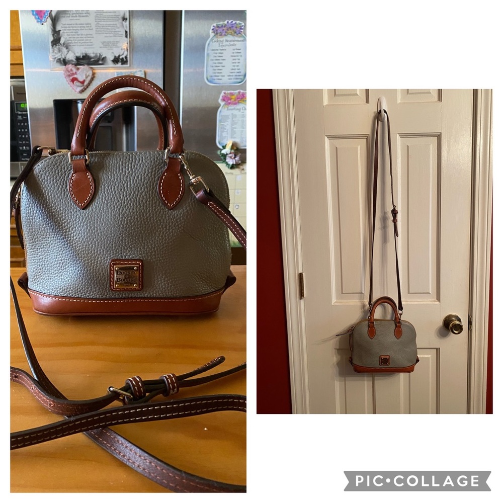 Vintage Dooney Bourke Dome Gray Textured Leather Mini Crossbody